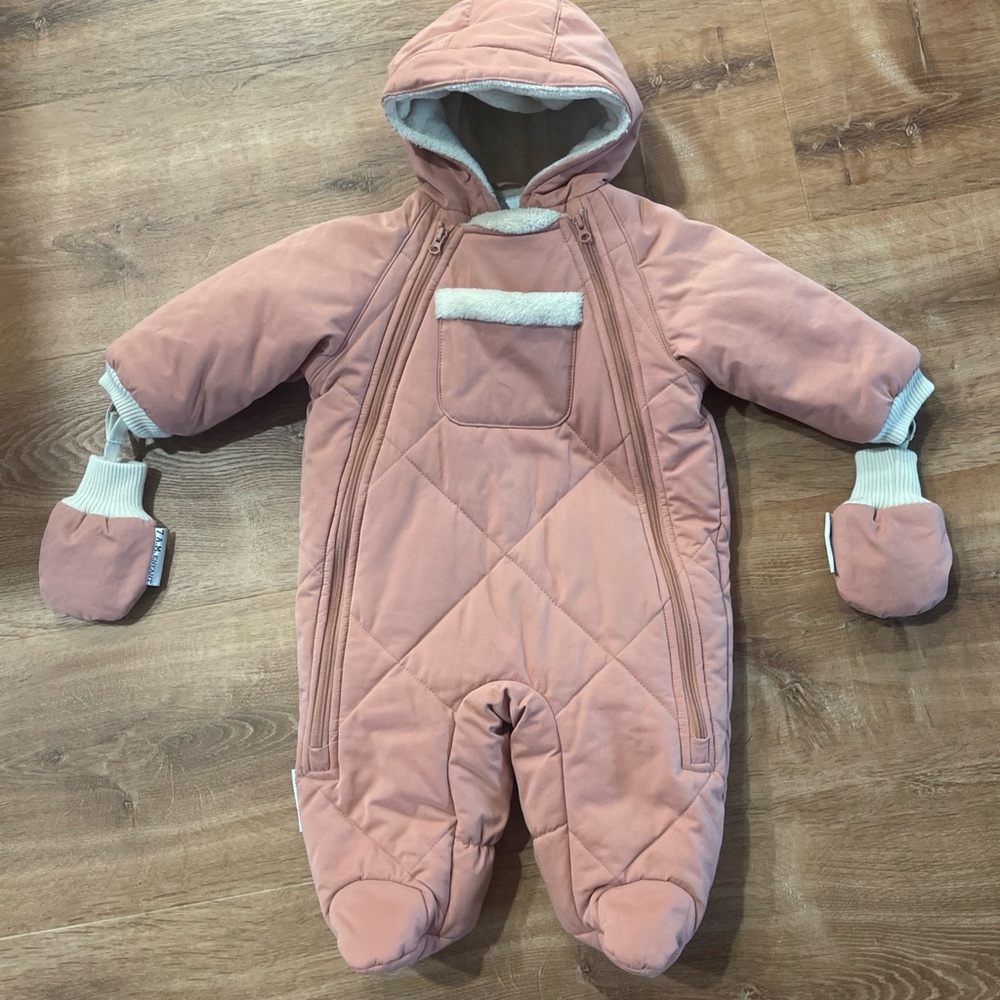 Warm Pink Kids Quilted Snowsuit